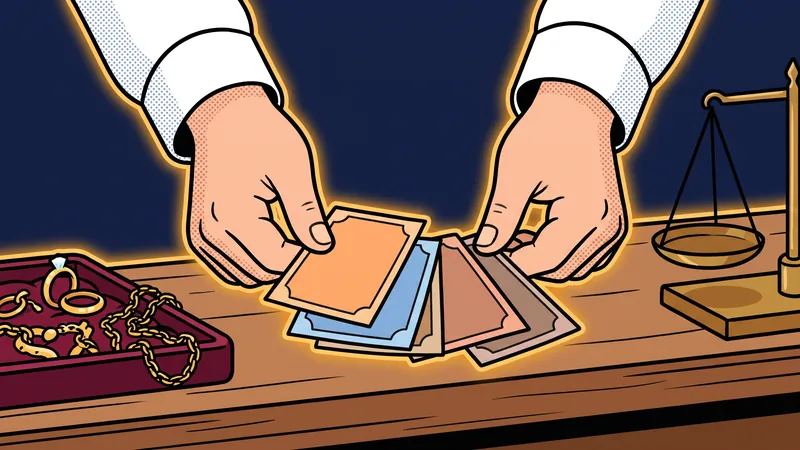Illustration: Bargeld wird neben Goldschmuck ausgezahlt