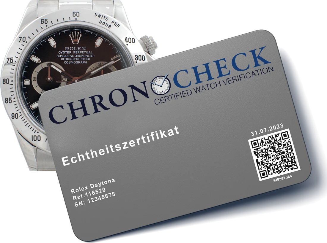Rolex Daytona mit ChronoCheck-Echtheitszertifikat