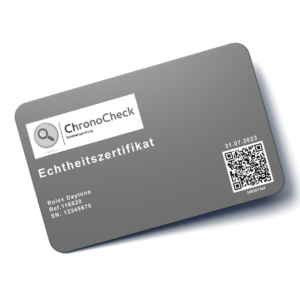 Silbernes Echtheitszertifikat im Scheckkartenformat